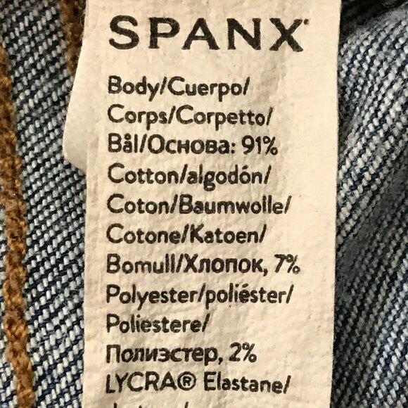 Spanx Ankle Straight Jeans Women S Blue Mid Rise Pockets Pull On Sculping 18014 - Picture 12 of 14